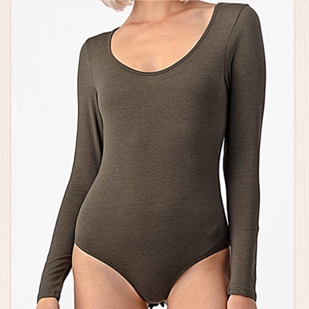 Olive Green Long Sleeve Bodysuit